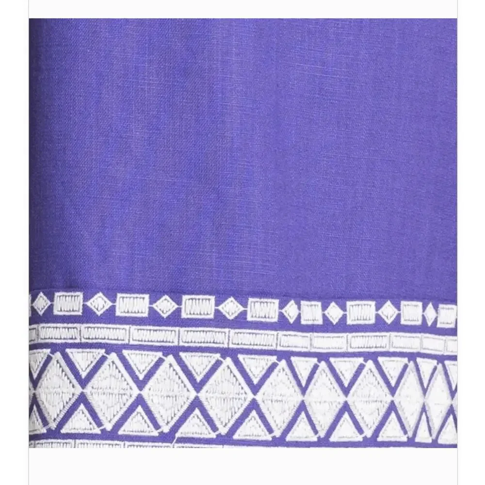 Kate Spade Laureen Linen Dress 10 Embroidered Purple Coastal Resort Travel Prep